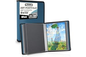 Dunwell Art Portfolio 9x12 Folder - (Blau), Portfolio-Ordner für Kunstwerke, 9 x 12 Kunstordner, 24 Taschen Display 48 Seiten, Portfolio-Buch, Kunstordner, Kinder 9 x 12 Kunstportfolio