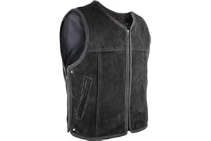 MDM Skórzana kamizelka motocyklowa z pikowanym wzorem o wyglądzie diamentów