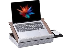 VIGO WOOD Vassoio Portatile in Legno Vigo - Accessori per PC e Smart Working con Altezza Regolabile - Ideale per Lavoro da Casa, Divano, Letto (Noce)