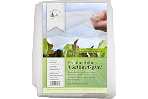 TTL Garden 16m² 1,6m x 10m Frühbeetvlies 17g/m² - atmungsaktives Wachstumsvlies Hochbeetvlies Frostschutz für Beet, Abdeckvlies, Insektenschutz Vlies für Beete zum Schutz vor Frost & Schädlingen