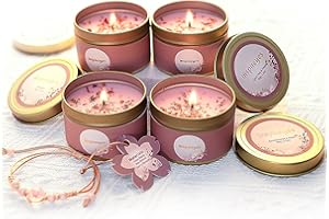 Inspireyes Zestaw świec zapachowych, 4-pak świec, zestaw upominkowy dla kobiet, mamy, żony, dziewczyny, wosk sojowy z suchymi kwiatami, trwałe świece zapachowe do domu, do uzdrawiania, jogi,