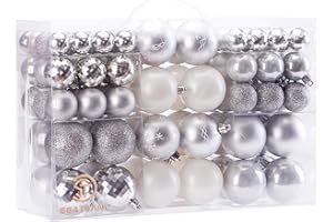 Sea Team Zestaw 100 sztuk różnych ozdób bombek bożonarodzeniowych, nietłukące się, sezonowe, dekoracyjne wiszące bombki zestaw z ręcznym pakietem upominkowym wielokrotnego użytku, na świąteczne