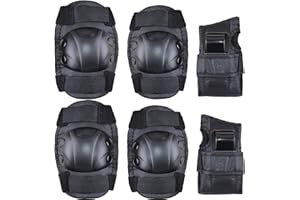 WeLLIFE Set Protezioni per Bambini Kit Ginocchiere Gomitiere e Polsi dai 3 ai 16 Anni con Varie Taglie Adatto per Pattini, Bici, Skateboard