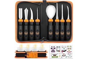 FUNNYB&G Kit Intaglio Zucca Halloween, Professionale Utensili da Taglio per Scavare Le Zucche Halloween Decorative, Strumenti Inossidabile Halloween Kit per Adesivi di Halloween Adulti Bambini