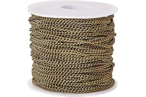 Airssory 10m(32.8 Feet) Antique Bronze Color Curb Chains Twisted Link Chains Unwelded with Spool Oval Shape Bulk for Jewelry Making and Craftings - 2.5x2mm