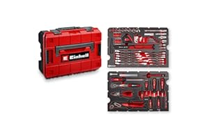 Original Einhell E-CASE 80-tlg. Werkzeugkoffer (Werkzeug-Set im robusten, stapelbaren Kunststoffkoffer als ideale Grundausstattung für den Haushalt, die Werkstatt oder unterwegs)