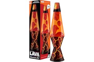 LAVA® - Lampada Lava 2078 Volcanic Crags, cera rossa, liquido arancione, base e cappuccio decorativi, lampada a movimento liquido a marchio LAVA® originale da da 14,5 pollici