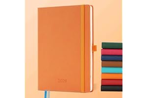 IN-LUXPRO Agenda 2026: Agenda Semainier et Carnet de Notes A5 Moyen 21,9x16,4 cm, Planificateur Hebdomadaire D'Jan 2026 à Déc 2026(12 Mois) Scolaire, Papier 100GSM, Couverture PU cuir Orange