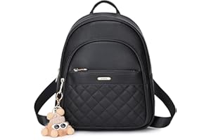 BAGOK Mini Rucksack Damen Klein – Eleganter Kunstleder Rucksack mit Steppoptik, Plüschanhänger & Quaste – Für Frauen & Mädchen im Alltag & auf Reisen