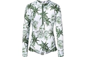 GRACE KARIN Dziewczęcy kostium kąpielowy dla dzieci jednoczęściowy strój kąpielowy z długim rękawem strój kąpielowy Rash Guard kostium kąpielowy 5-14 lat