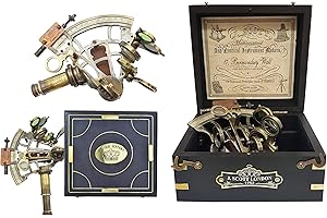 The New Antique Store - Sestante grande strumento di navigazione in ottone Sestante navale Sestante marino in confezione regalo in legno massiccio