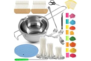 DARKYOUN Kit de fabrication de bougies - Bol bain-marie - Pot à fondre - Bol à fondre - Pour fabrication de bougies - En acier inoxydable 304 - Pour bougies - Moule en silicone - 400 ml