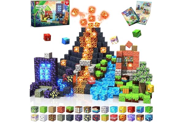 Magneverse Construction magnetique Enfant 150 Pièces Blocs de Construction Magnétiques - Forêt Dinosaures - Jouet Montessori pour Enfants de 3 4 5 6 7 8 9 Ans Cadeaux pour Garçons et Filles