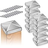 TOOLCORE® Pfostenkappen Edelstahl 9x9cm | 10 Stück | Pfostenabdeckung inkl. Edelstahl Schrauben | Rostfrei Zaunkappen Paket