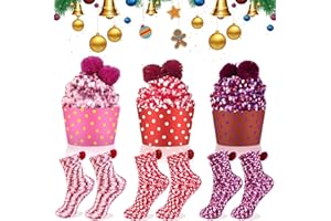 SWIECEDON 3 Paar Geschenk für Frauen Kuschelsocken Damen Weihnachten Lustige Socken Geschenkideen Bequeme Winter Warme Cupcake Flauschige Bunte Haussocken Geschen für Mädchen Freundin Schwester Mama 36-42
