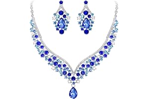 EVER FAITH® österreichischen Kristall V-Form Halskette Ohrring Schmuck Set