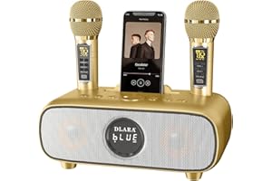 DLARA Cassa Bluetooth Karaoke,Aggiornamento karaoke con2 UHF Microfoni Wireless professional,Karaoke Professionale Completo,Supporto AUX/USB/TF,Ideale per Karaoke Domestico,Feste Canore