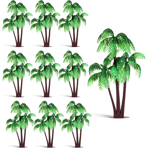 NHPY Set De 6 Mini Palmiers Cocotiers – Décoration Réaliste Pour Maison De Poupée, Aquarium Et Gâteaux
