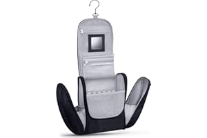 KRONIFY Gran Neceser para Colgar con Espejo | Bolsa de Cosméticos para Hombres y Mujeres | Amplio Neceser con Gancho | Estuche de Belleza para Mujeres | Bolsa de Lavado