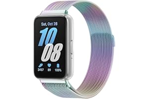 Wizvv Mesh-Metall Armband für Samsung Galaxy Fit 3, Edelstahl Mesh Metall Uhrenarmband kompatibel mit Samsung Galaxy Fit 3, für Damen und Herren