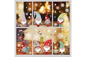 Cozyan Natale Vetrofanie Decorazione Della Decalcomania Natale Adesivi Vetro Natale Vetrofanie Natale Adesivi Porta Finestre Adesivo Babbo Natale Pupazzo Rimovibile Murali Fai da Te Sticker