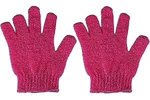 MELTU 2 Pcs Shower Gloves, Exfoliating Gloves, Exfoliating Mitt, Exfoliating Body Scrub, Loofah Bath Gloves for Men, Women (Red)