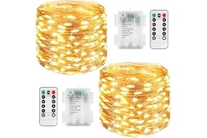 Knayis 2 Pack Total 240LED/80FT Fairy Lights Battery Operated with Remote-8 Modes Battery Fairy Lights Waterproof, Indoor/Outdoor String Lights for Home Bedroom Party Christmas Tree Decor(Warm White)