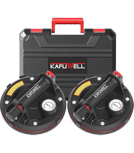 Lot 2 Ventouses Professionnelles Gaethra 8 Pouces - Charge Max 200 Kg, Pour Verre, Carrelage, Marbre - Boîte Transport Incluse