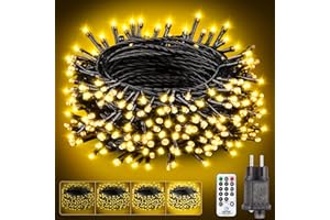 Light-Brightly Lichterkette Außen Innen Weihnachtsbaum Strom - 15m 150 Led Warmweiß Lichterketten mit Stecker Timer Wasserdicht Cluster Fairy Lights for Weihnachten Hochzeit Party Balkon Garten