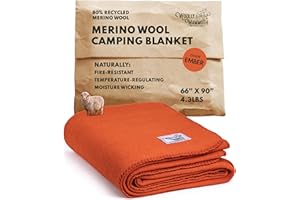 WOOLLY MAMMOTH WOOLEN COMPANY Woolly Mammoth Couverture Ignifuge en Laine mérinos, épaisse, pour Camping et extérieur, Taille L, 167,6 x 228,6 cm, 1,8 kg - pour Temps Froid, Urgence, Camping, randonnée, Survie et armée - Lit