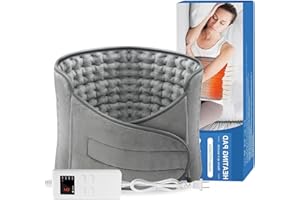 STUOGYUM Electric Heating Pad with Automatic Shut-Off and Overheating Protection, Heat Pad, 6 Temperature Levels, 4 Timing Settings, for Back, Neck, Shoulder, Feet, Machine Washable, 120 x 30 cm