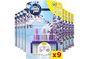 Ambi Pur 3Volution Profumatore per Ambienti, 9 Ricariche per Diffurore Elettrico, Fragranza Lavanda, tecnologia Elimina Odori, Fino a 90 Giorni di Profumo per Ricarica