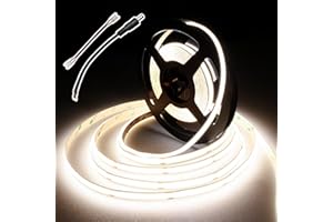 BERIXDEEP Strascia LED COB 5 Metri, Striscia LED Bianco Freddo con 480LEDs/m, Larghezza 8mm, CRI 90+, Striscia LED 5 metri DC24V per Camera da Letto, Cucina, Specchio (senza alimentazione), 6000K