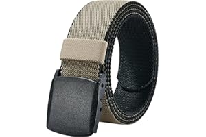 LionVII Ceinture Élastique pour Homme, Boucle en Plastique, Une Ceinture a 2 Couleurs en Même Temps, Réversible, Sans Métal