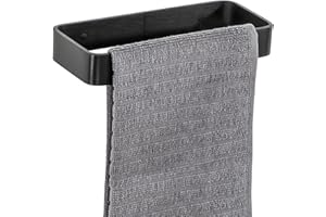 SAYAYO Porte Serviette Mural sans Perçage pour Salle de Bain, Support Serviette Adhésif en Aluminium pour Cuisine Baignoire Lavabo, Noir 20CM, EGYS24030-200-3M-B