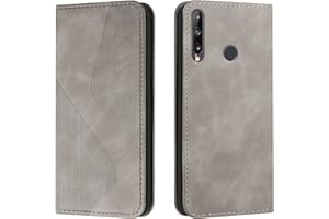 Mo-Somnus Funda para Huawei Y7P/P40 Lite E/Honor 9C, Funda Carcasa de Cuero para Huawei Y7P/P40 Lite E/Honor 9C, Cuero Billetera Flip Carcasa Magnético con Cáscara de TPU, Ranura para Tarjeta (Gris)