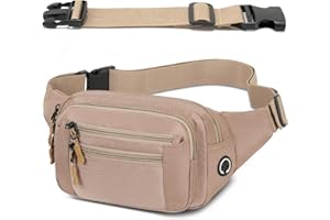 IHIGOGOFA Saszetka biodrowa dla mężczyzn i kobiet unisex z regulowanym paskiem przedłużonym 30 cm i 6 kieszeniami na zamek błyskawiczny Wodoodporne torby na zewnątrz na spacery piesze wycieczki piesze wycieczki