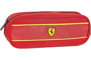 FRANCO COSIMO PANINI FERRARI KIDS - Trousse d'école officielle Ferrari, trousse rectangulaire pour enfants et garçons, idéale pour ranger la papeterie, avec fermeture à glissière pratique, 22 x 8 x 7 cm, rouge Rudy, Rouge