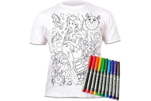Splat Planet Maglietta a Forma di Sirena Colorata con 10 Penne magiche Lavabili atossiche – T-Shirt Colorata e Lavabile
