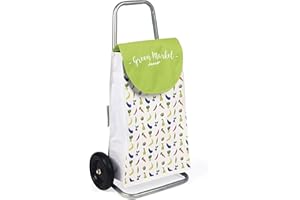 Janod - Green Market Shopping Trolley for Children - Shopping Pretend Play - For children from the Age of 3, J06575, Green and White