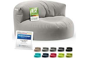 Green Bean© Canapé-Sac avec matériau de Remplissage | Lounge en Design de Pouf 90 x 50 cm avec Dossier Ergonomique & Housse Lavable | Convient pour l'intérieur et l'extérieur en Gris Clair