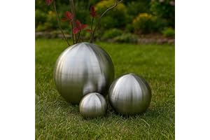 Köhko 3er Edelstahlkugeln-Set-07 Ø 12-18-24 cm Dekokugel aus gebürstet-matten Edelstahl