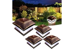 XVZ Lampe Solaire Chapeau Poteau Bois - 4 pièces Lampes solaires d'extérieur étanches - Lampes solaires LED - Décoration de jardin pour jardin, terrasse, clôture, poteaux en bois - Bronze