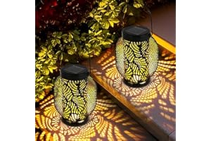 GuKKK solarny latarnie do zewnątrz, 2 sztuki, wodoszczelne IP65, metalowe lampy solarne do ogródka, chodnika, patia, werandy, trawnika