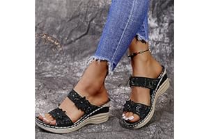 BKEBGE Damen Sommer Atmungsaktive Schuhe Frauen Mode Slip On Keile Toe Beach Blumen Sandalen Slip-on Frauen Sandalen Socken Schuhe Damen Business und Freizeit Durable Bling Klassische Schuhe