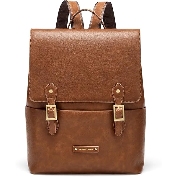 Vintage PU Leather Women's Backpack - Small Brown Daypack For Hiking, Cycling, Camping & Daily Use - View #5