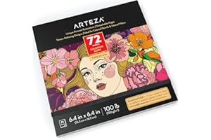 Arteza Kolorowanka dla dorosłych (17 cm x 17 cm, 72 arkusze), motywy portretowe, uspokajająca i odprężająca kolorowanka dla dorosłych z 50 różnymi, jednostronnymi obrazkami