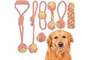 Weocar 7 Pack Puppy Rope Toys, Dog Rope Toys for Small Dogs, Dog Tug Rope, Puppy Teething Rope for Teeth Cleaning and Chewing, Keep the Dog from being Bored, Variety of Dog Cotton Rope Toys, Orange