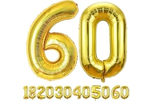 HPNPARTY luftballon 60 jahre | Gold 60 ballons-40"-101cm 60 Geburtstagsdeko -60 Folienballon Zahl Deko zum Geburtstag fliegt mit Helium 60 Geburtstag für Männer Frauen 60 Geburtstagsparty Jubiläum