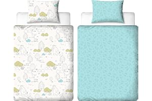 CHARACTER WORLD Gruffalo Official My First Cot Bed Duvet Cover Set | Character Design Reversible 2 Sided Yellow and Blue Nursery Bedding Including Matching Pillow Case | 100% Cotton